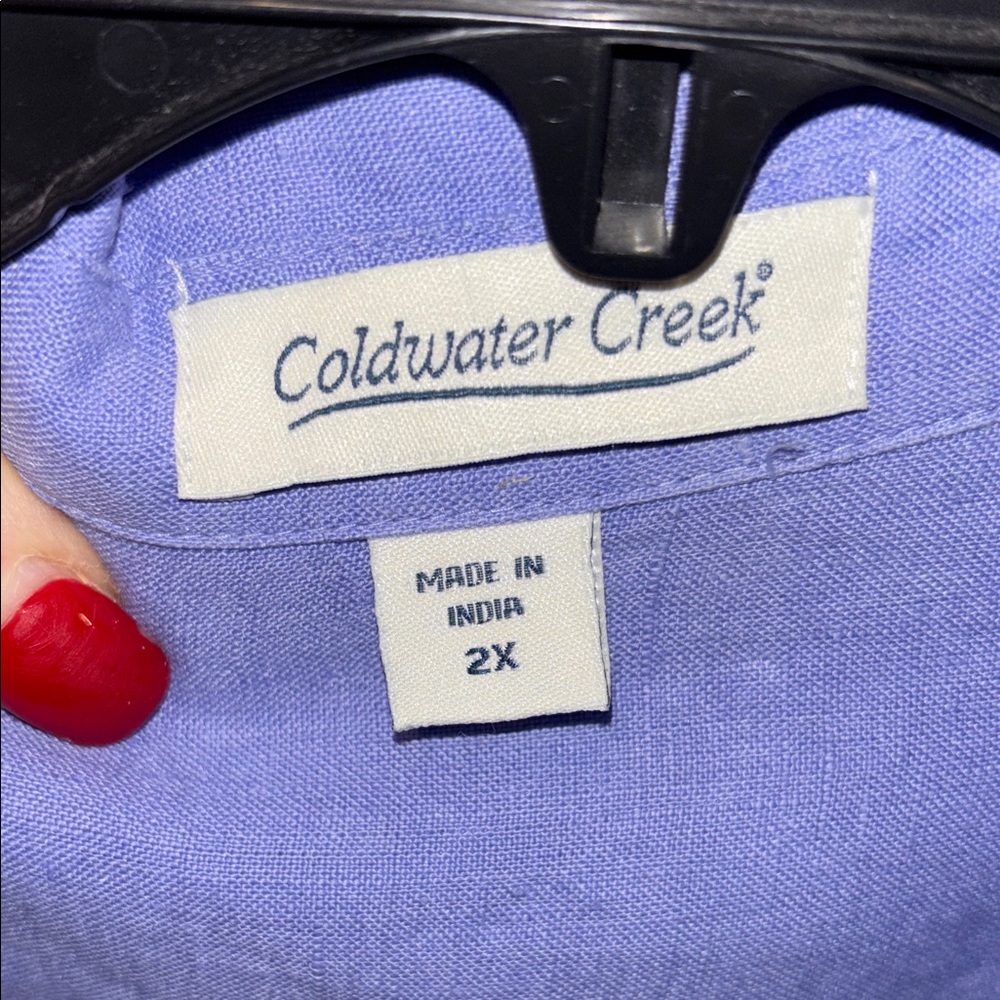 Coldwater Creek Periwinkle blue Linen Big Shirt Sz 2X - Picture 3 of 6